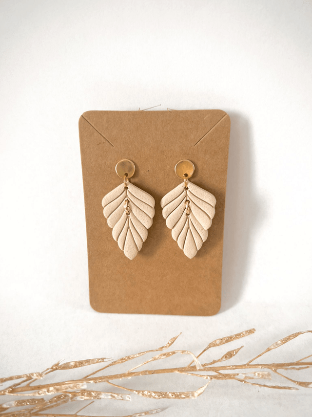 Boucles d'oreilles Feuilles beige